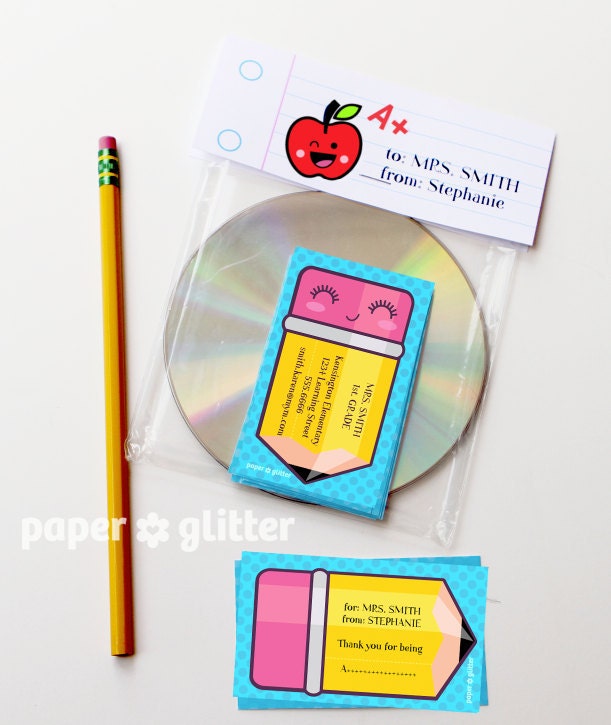 Teacher Appreciation Card Tags or Business Calling Cards - with Editable Text Printable PDF 0122