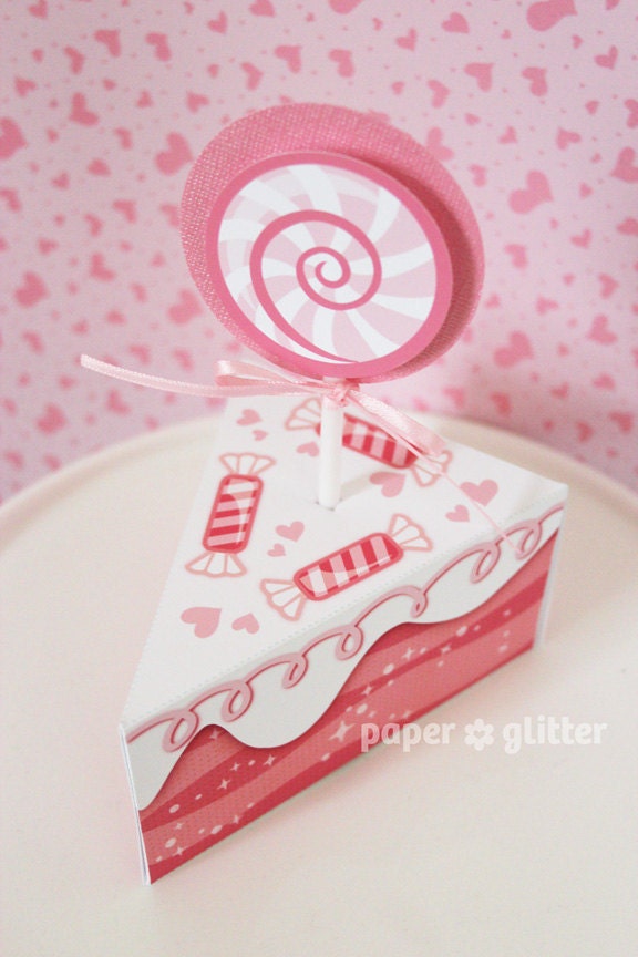 Sweet Shoppe Pink Candy Paper Cake favor baking party box printables - Editable Text Printable PDF 1056