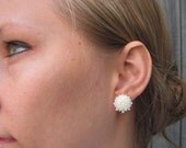 WEDDING WHITE Mum Rose Stud Clip-On/Pierced Earrings
