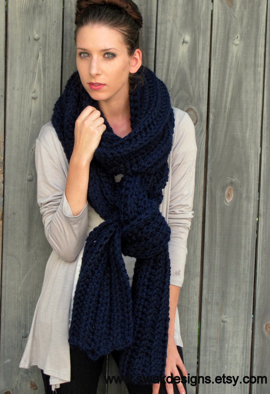 Eternity Scarf Oversized Wool Scarf Convertible Tundra Infinity Scarf Navy or CHOOSE Your Color Pinterest Favorite