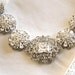 Bridal Rhinestone Statement Ribbon Necklace -- Crystal Wedding Brooch Necklace Vintage Style - wedding jewelry - Isabel