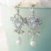 Ornate Crystal Rhinestone Pearl Chandelier Dangle Earrings - Mika