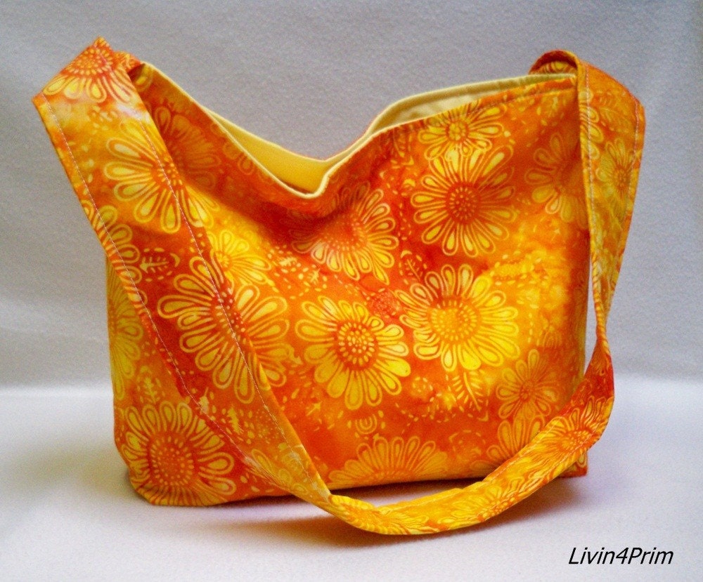 BIG 24 hour clearance Sunflower Batik slouchy tote bag purse tote hobo for Kelly