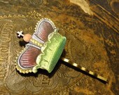 Small Crown Bobby Pin: Green Purple Gold, Royal Japanese Kawaii Hair Accessories by AlpineGypsy on Etsy