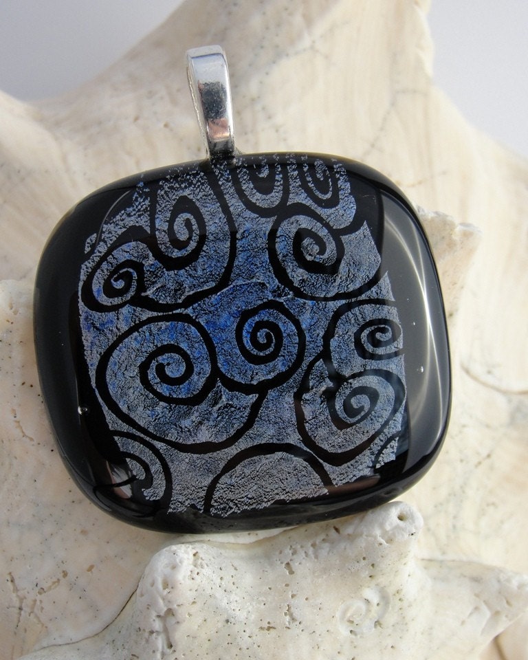 Fused Glass Pendant - Sophisticated Swirls