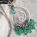 Hammered sterling silver spiral teal blue green faceted glass necklace - Holiday accessories - handmade jewelry