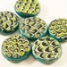 DESTASH 6pcs teal hand painted glass peacock feather beads
