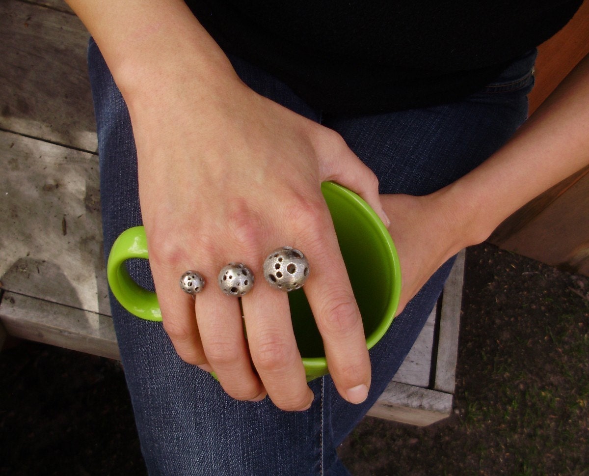 Triple Moonball Ring