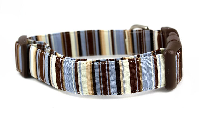 Striped Dog Collar and Bowtie Set - Mr. Bingley - Made to Order in Your Choice of Size
