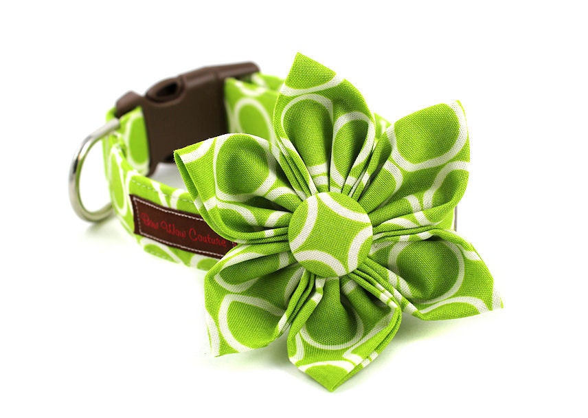 Geometric Lime Dog Collar - Mod Dog in Luscious Lime - Your Choice of Size