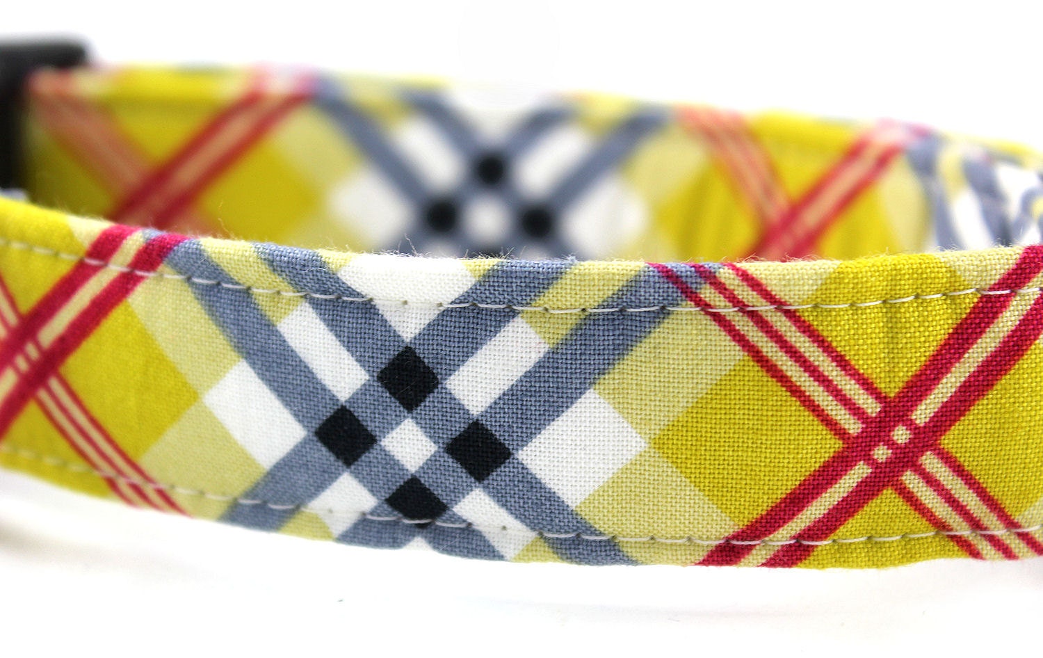 Lemon Plaid Bow Tie Dog Collar - The Don Draper