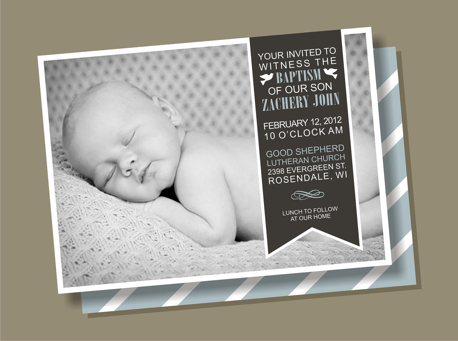 Side Ribbon - Baptism Invitation