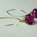 Handmade goldfilled ear wires / Wire Wrapped Micro faceted Quartz Onion Briolettes / Red violet