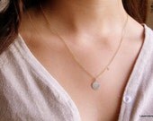 Gold Disc Necklace , Textured Disc Charm , Gold Fill Pendant , Simple , Everyday Jewelry , Dainty