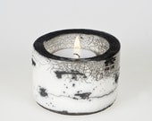 Koivu Birch range Raku Ceramic Tea Light Holder  'Kippo'  Black & White Monochrome OOAK - Maari