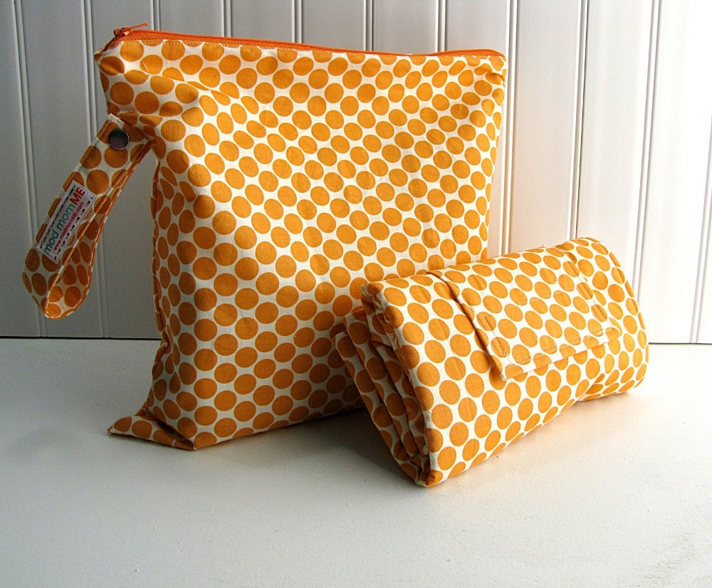 Diaper Changing Pad and Wet Bag - Nappy Change Mat and Nappy Bag - You choose Fabric - Made to Order