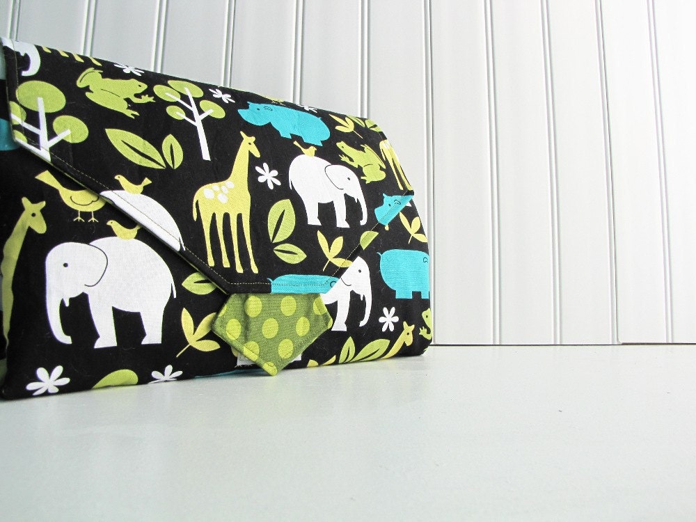 All-in-1 Changing Pad Diaper Clutch - WipeME 'N DipeME - Zoology Lagoon - Wipeable Waterproof lining - Made to Order