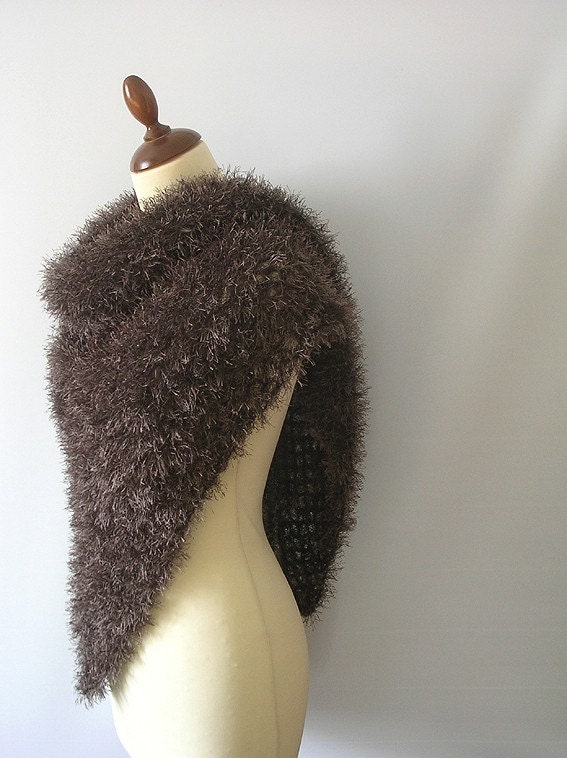 Brown Fuzzy Shawl
