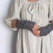 Dark Grey Arm Warmers Lace Fingerless Gloves Mittens