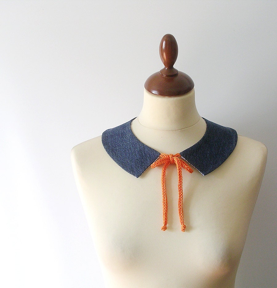 PeterPan Collar Blue Jeans Double Face Detachable