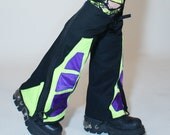 Pre Made CHAINREACTOR LEGWARMERS Futuristic Cyber Goth UV Green and Blue RoBoTiC KiTtY