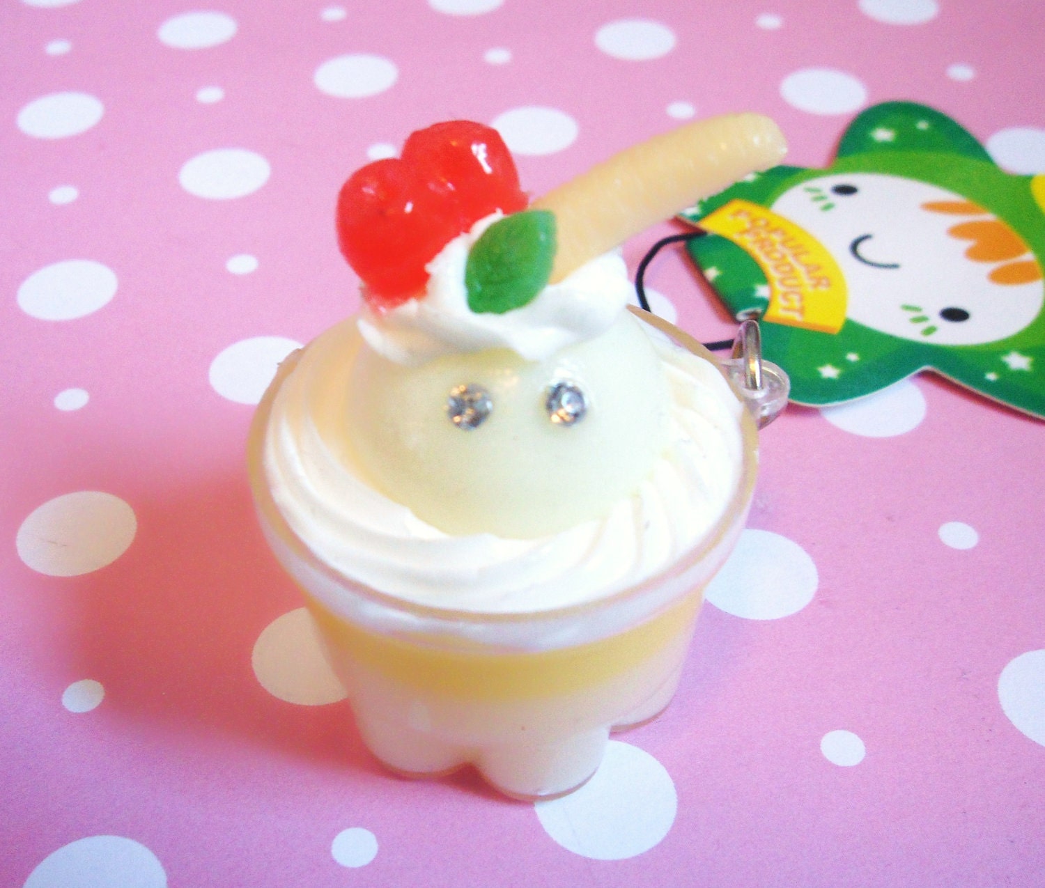 Yellow Banana Dessert Cup Phone Charm