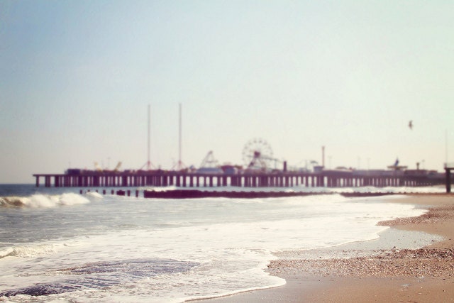Beach Carnival - 8x12 Fine Art Photography Print - fair ferriswheel summer ocean blue dreamy photograph