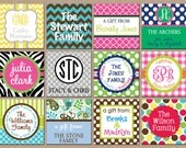 24 Square Personalized All Occasion / Family / Mommy / Sibling / Adult Enclosure Cards or Gift Stickers - Choose ONE DESIGN