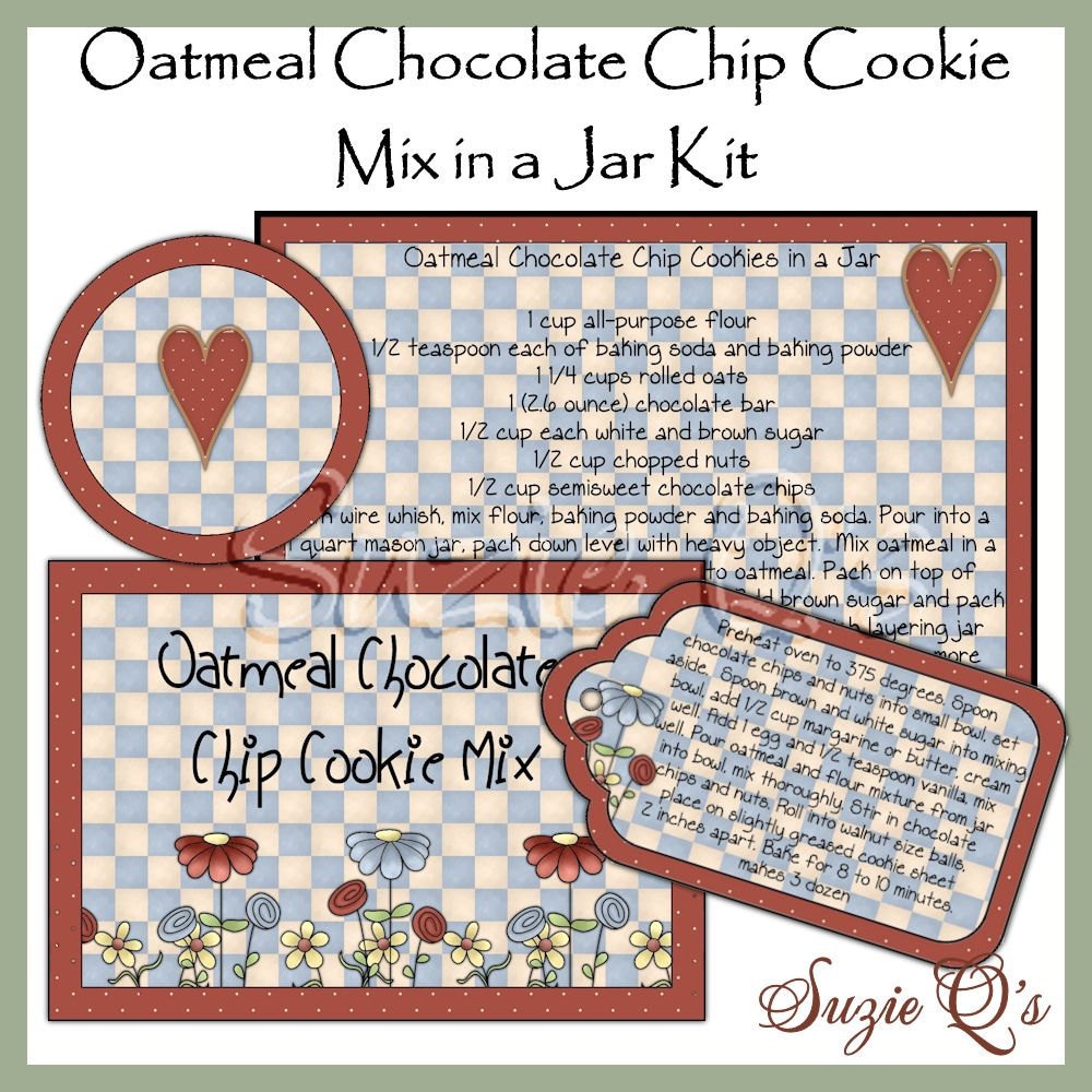Items similar to Make your own Oatmeal Chocolate Chip Cookie Mix in a