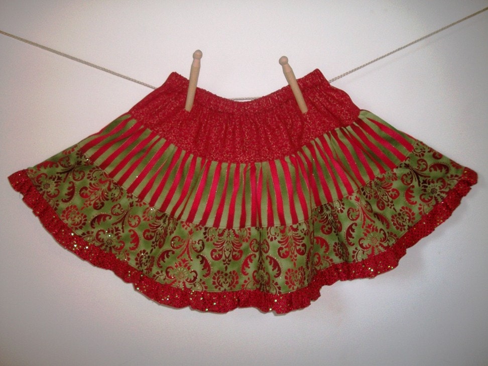 Christmas Skirt - SEW FESTIVE  Tiered Skirt PDF Pattern - Size 2t-14 Child - Easy Sewing Pattern Children Clothing