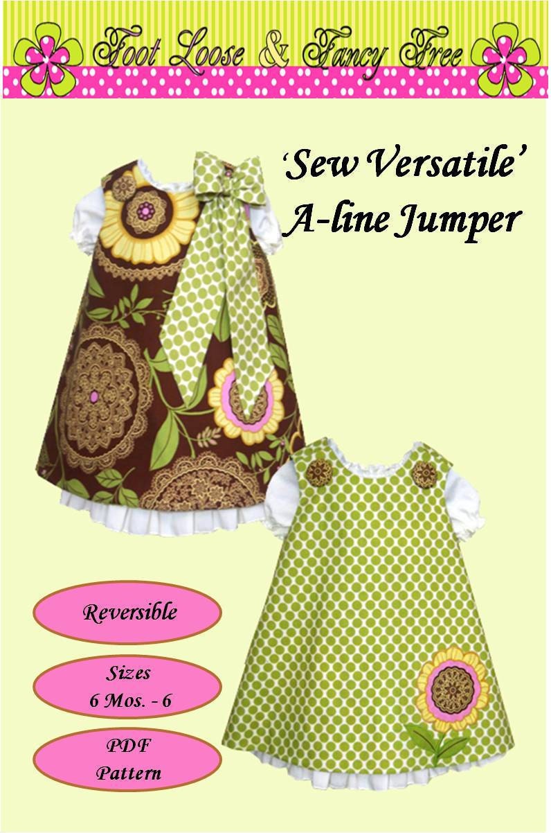 Reversible Aline Jumper Dress Pattern PDF Sewing Pattern 6 Mos. - 6  by FootLooseFancyFree on Etsy Children Clothing