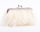 Ostrich Feather Bridal Clutch - Ivory