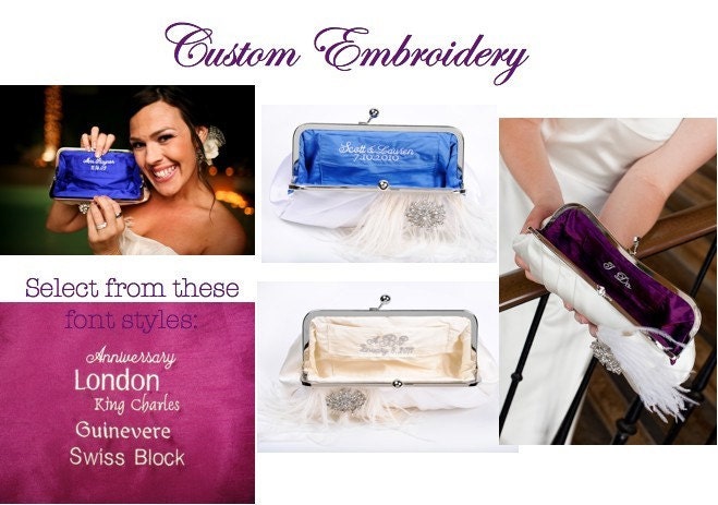 Ostrich Feather Bridal Clutch in Ivory and Gold