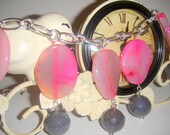 Gray and Pink Agate Necklace