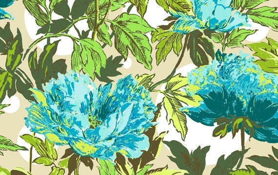 Amy Butler Fabric,  Twilight Peony in Azure, Soul Blossoms Collection, 1 yard