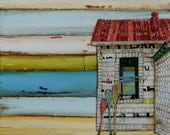 Beach Art- Ocean Shack with Oars- "Southern Maine Beach Shack" - Fine Art Print 8x10