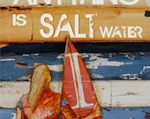 The Cure for Anything is Salt Water- Surf girl with Surfboard- Fine Art Poster 11x14