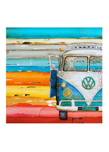 Vintage Vw Volkswagen Van at Beach - "Playing Hooky" - Fine Art Print - 5x7