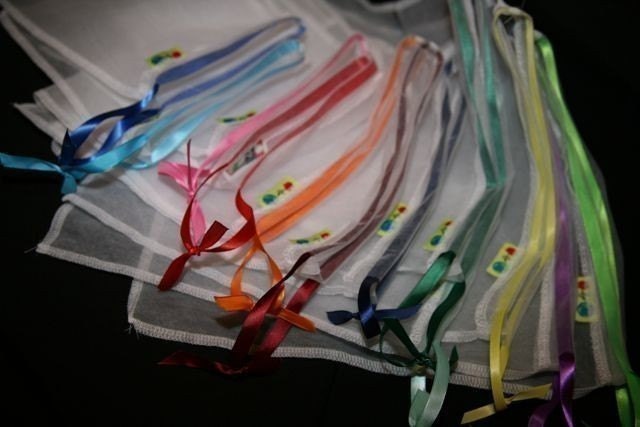 Giant WHITE rainbow ribbon set reusable produce bags