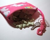 Pink reusable dog treat bag Leash bag and key ring