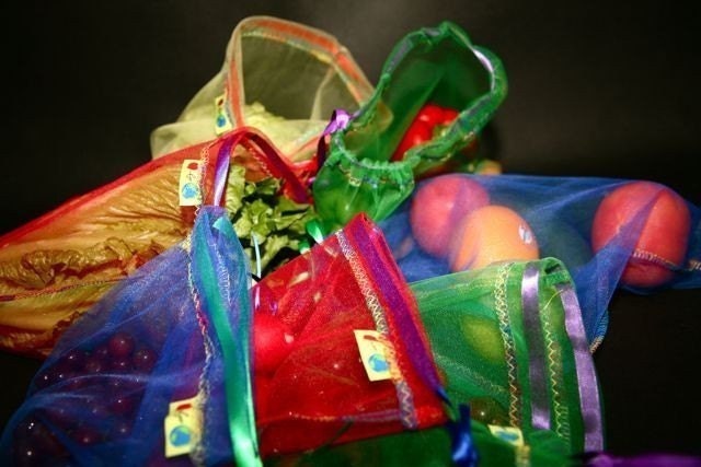 12 Giant set Eco rainbows and raspberries reusable produce bag set