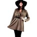 Vintage 70s Mocha Secretary Deep V Mini Dress