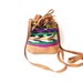 Vintage Leather and Needlepoint Tribal Long Drawstring Purse