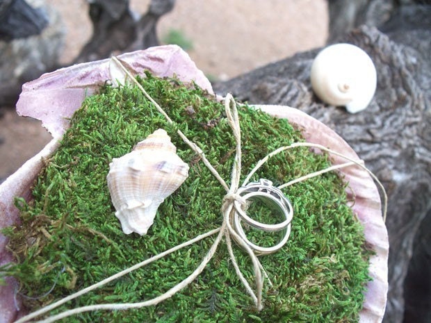 Beach Wedding Ring Bearer Seashell Pillow