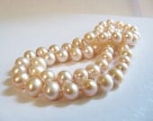Knotted pearl necklace AA Grade 8mm peachy pink freshwater pearls with 925 sterling silver filigree clasp