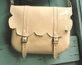 Cream Patent Leather Scallop Satchel FREE UK SHIPPING