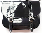 Navy Patent Leather Satchel FREE UK SHIPPING