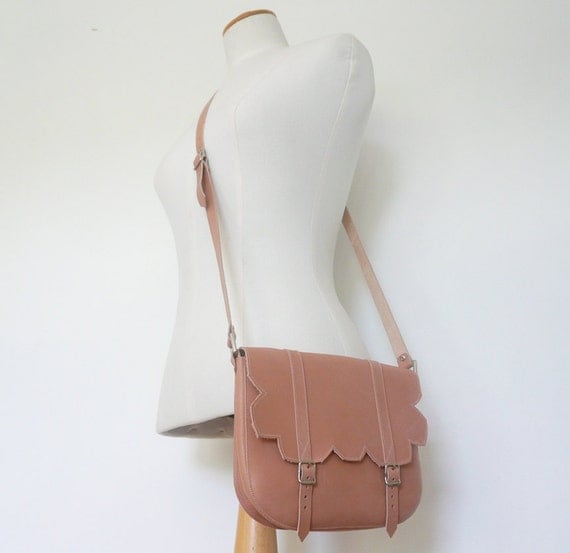 Natural Leather Scallop Satchel FREE UK SHIPPING