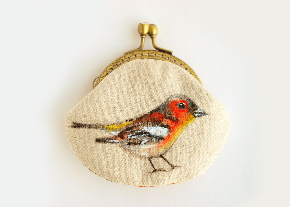 Chaffinch Hand painted Vintage Purse (Brids)