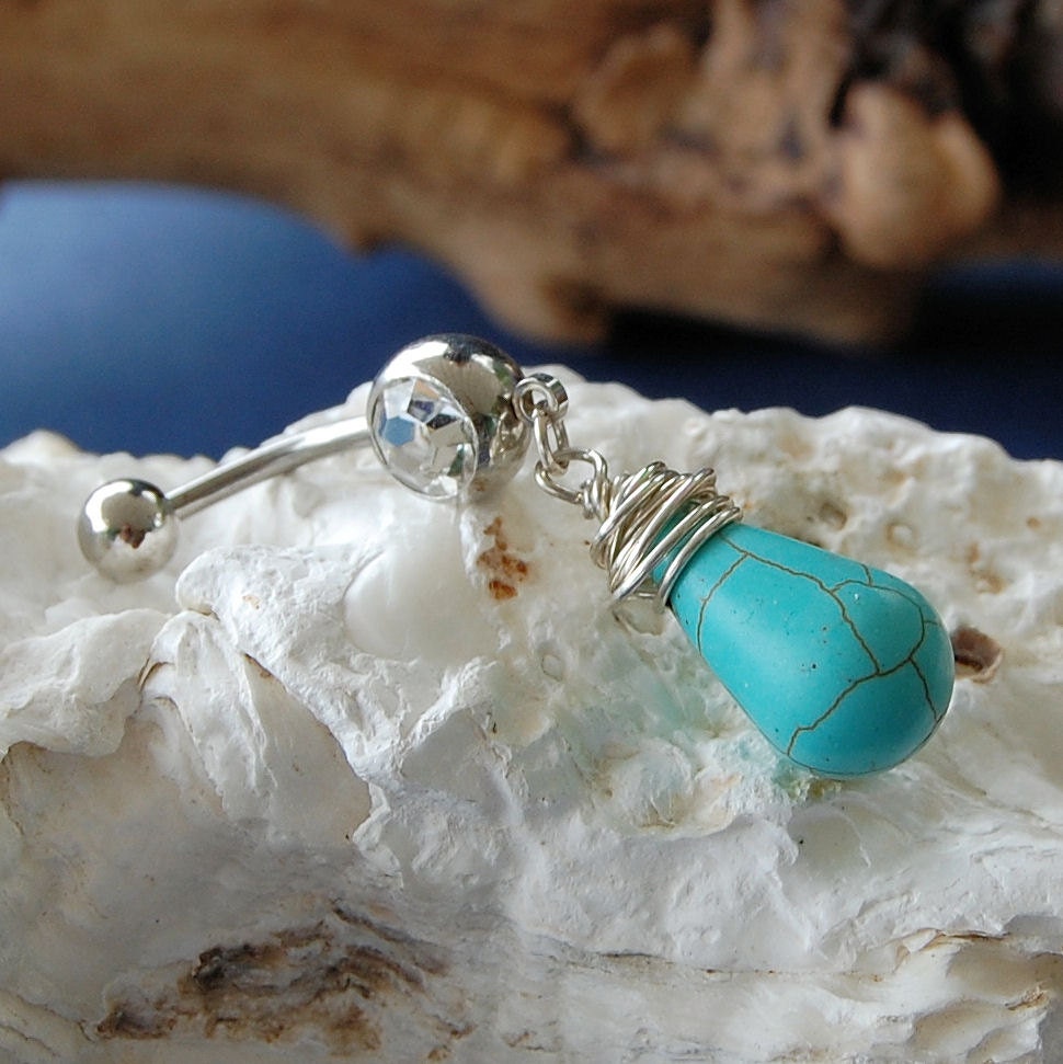 Belly Ring / Belly Jewelry / Turquoise Drop